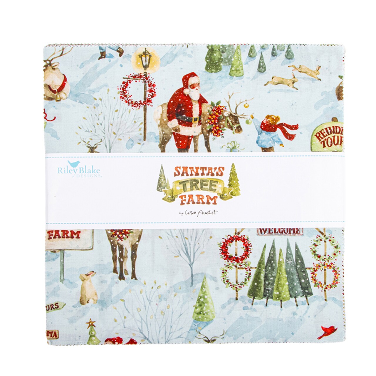 Santa's Tree Farm 10" Square Pack (Layer Cake / 10" Stacker) by Lisa Audit for Riley Blake (10-16450-42)